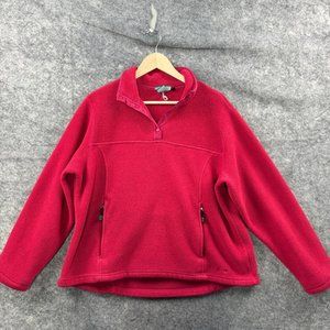 LL Bean Fleece Jacket Sweatshirt Womens XL Pink‎ Zip Pockets Pullover Outdoor